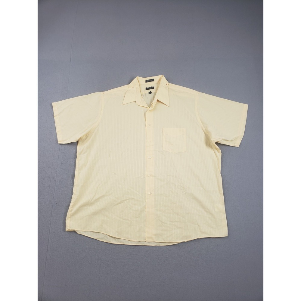 Arrow Men Shirt XXL Light Yellow Button Down Chest Pocket Short Sleeve Casual